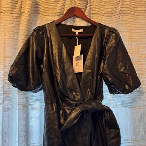 Ways Pleather Wrap Tie Dress Size Small
